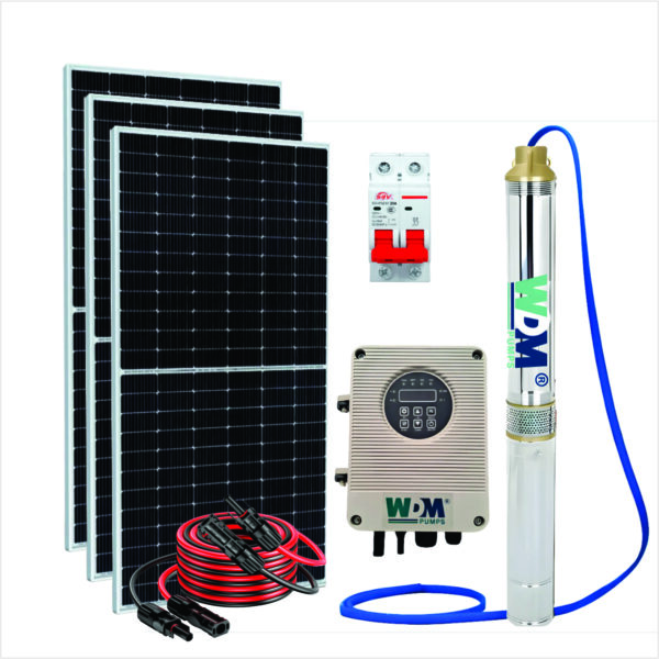KIT BOMBA SOLAR WDM CE/13 750W + 3 PAINÉIS SOLARES + FIOS + DISJUNTOR SOLAR